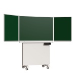 Klapp-Schiebetafel fahrbar, Mittelfläche 150x100 cm, Stahl grün 